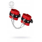 Красно-черные мягкие наручники с одним ремешком с люверсами - Pecado - купить с доставкой в Сызрани