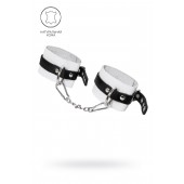 Бело-черные мягкие оковы с одним ремешком и люверсами - Pecado - купить с доставкой в Сызрани