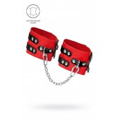 Красно-черные мягкие оковы с двумя ремешками с люверсами - Pecado - купить с доставкой в Сызрани