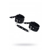 Черные двухслойные кожаные оковы с белой строчкой - Pecado - купить с доставкой в Сызрани