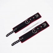 Черно-красные оковы с красной строчкой Sex - Crazy Handmade - купить с доставкой в Сызрани