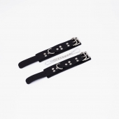 Черные кожаные наручники с регулируемыми ремешками - Crazy Handmade - купить с доставкой в Сызрани