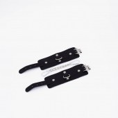 Черные кожаные наручники с хромированной фурнитурой - Crazy Handmade - купить с доставкой в Сызрани
