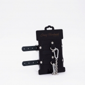 Черные кожаные оковы с хромированной фурнитурой - Crazy Handmade - купить с доставкой в Сызрани