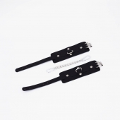 Черные кожаные оковы с хромированной фурнитурой - Crazy Handmade - купить с доставкой в Сызрани