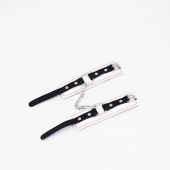 Бело-красные кожаные наручники - Crazy Handmade - купить с доставкой в Сызрани