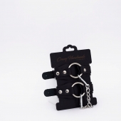 Черные кожаные оковы с кольцом - Crazy Handmade - купить с доставкой в Сызрани