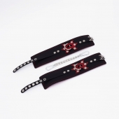 Черные кожаные оковы с красным декором и строчкой - Crazy Handmade - купить с доставкой в Сызрани