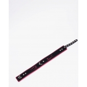 Черно-розовый кожаный ошейник с розовой строчкой - Crazy Handmade - купить с доставкой в Сызрани