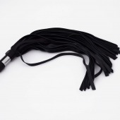 Черный кожаный флоггер со стальной ручкой - 45 см. - Crazy Handmade - купить с доставкой в Сызрани