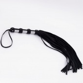 Черный кожаный флоггер со стальной ручкой - 45 см. - Crazy Handmade - купить с доставкой в Сызрани