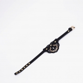 Черный фигурный кожаный ошейник с золотистой фурнитурой - Crazy Handmade - купить с доставкой в Сызрани