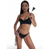 Стек с черным кожаным наконечником в виде сердца и металлической ручкой - 67 см. - Crazy Handmade - купить с доставкой в Сызрани