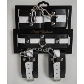 Набор фиксаторов из черной и белой натуральной кожи - Crazy Handmade - купить с доставкой в Сызрани