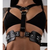 Черная кожаная двусторонняя портупея - Crazy Handmade - купить с доставкой в Сызрани