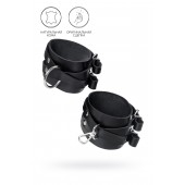 Черные кожаные оковы с двумя перекрёстными ремешками - Pecado - купить с доставкой в Сызрани