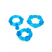 Набор из 3 синих эрекционных колец с различным рельефом - Erowoman-Eroman - в Сызрани купить с доставкой