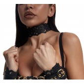 Черный ажурный чокер с золотистой фурнитурой - Crazy Handmade - купить с доставкой в Сызрани