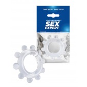 Прозрачное эрекционное кольцо со стимулирующими шариками - Sex Expert - в Сызрани купить с доставкой