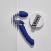 Синий безремневой страпон Multi Orgasm Bendable Strap-On size XL с клиторальной стимуляцией - Strap-on-me - купить с доставкой в Сызрани