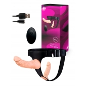 Женский страпон с 2 насадками, вибрацией и пультом ДУ - Erowoman-Eroman - купить с доставкой в Сызрани