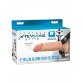 Телесный пустотелый фаллопротез 5’’ Hollow Silicone Strap-On - 14 см. - Pipedream - купить с доставкой в Сызрани