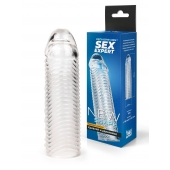 Прозрачная закрытая насадка на пенис с ребрышками - 16 см. - Sex Expert - в Сызрани купить с доставкой