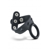 Черное эрекционное кольцо с подхватом мошонки на кнопках VS6 - Blush Novelties - в Сызрани купить с доставкой