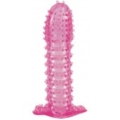Гелевая розовая насадка с шипами - 12 см. - Toyfa Basic - в Сызрани купить с доставкой