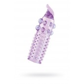 Гелевая фиолетовая насадка с шариками, шипами и усиком - 11 см. - Toyfa Basic - в Сызрани купить с доставкой