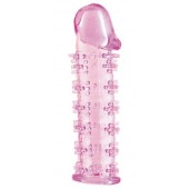 Гелевая розовая насадка на фаллос с шипами - 12 см. - Toyfa Basic - в Сызрани купить с доставкой