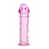 Гладкая розовая насадка с усиками под головкой - 12,5 см. - Toyfa Basic - в Сызрани купить с доставкой