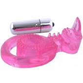 Розовая вибронасадка со стимулятор клитора   Язычок - Toyfa Basic - в Сызрани купить с доставкой