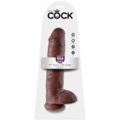 Коричневый фалоимитатор-гигант на присоске 11  Cock with Balls - 28 см. - Pipedream