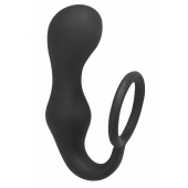 Чёрное эрекционное кольцо с анальной пробкой Double Pleasure Anal Plug - Lola Games - в Сызрани купить с доставкой