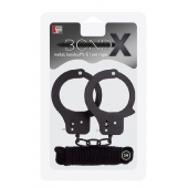 Чёрные наручники из листового металла в комплекте с веревкой BONDX METAL CUFFS LOVE ROPE SET - Dream Toys - купить с доставкой в Сызрани