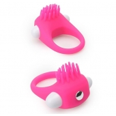 Розовое эрекционное кольцо с щеточкой LIT-UP SILICONE STIMU RING 5 - Dream Toys - в Сызрани купить с доставкой