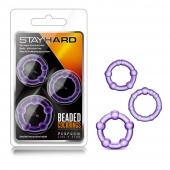 Набор из 3 фиолетовых эрекционных колец Stay Hard Beaded Cockrings - Blush Novelties - в Сызрани купить с доставкой