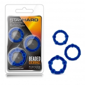 Набор из 3 синих эрекционных колец Stay Hard Beaded Cockrings - Blush Novelties - в Сызрани купить с доставкой