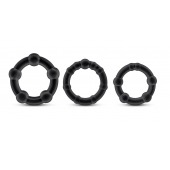 Набор из 3 чёрных эрекционных колец Stay Hard Beaded Cockrings - Blush Novelties - в Сызрани купить с доставкой