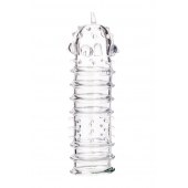 Прозрачная насадка на пенис TOYFA A-Toys с ребрами и точками - 15,3 см. - A-toys - в Сызрани купить с доставкой