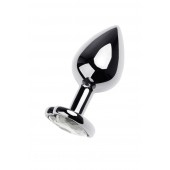 Серебристая анальная пробка с прозрачным кристаллом-сердцем - 8 см. - ToyFa - купить с доставкой в Сызрани