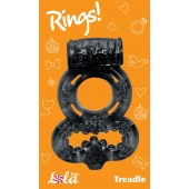 Чёрное эрекционное кольцо Rings Treadle с подхватом - Lola Games - в Сызрани купить с доставкой