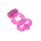 Розовое эрекционное кольцо Rings Treadle с подхватом - Lola Games - в Сызрани купить с доставкой