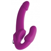 Ярко-розовый безремневой вибрострапон Evoke Vibrating Strapless Silicone Strap-on Dildo - XR Brands - купить с доставкой в Сызрани