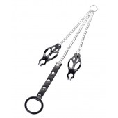 Черно-серебристые зажимы для сосков с кольцом для пениса TOYFA Metal - ToyFa - купить с доставкой в Сызрани