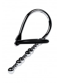 Серебристый уретральный плаг-бусины TOYFA Metal с мягким фиксириющим кольцом - ToyFa - купить с доставкой в Сызрани