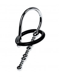 Серебристый уретральный плаг-бусины TOYFA Metal с мягким фиксириющим кольцом - ToyFa - купить с доставкой в Сызрани