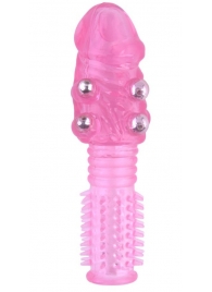Стимулирующая розовая насадка с шишечками и шипами - 13,5 см. - Toyfa Basic - в Сызрани купить с доставкой