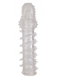Прозрачная, закрытая насадка с шипами и точками - 13,5 см. - Toyfa Basic - в Сызрани купить с доставкой